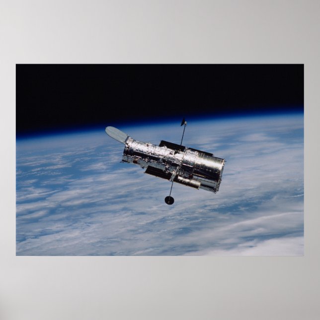 Poster Telescópio espacial Hubble e Terra (Frente)