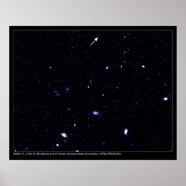 Póster Telescópio Hubble de Galáxias Distantes (Frente)