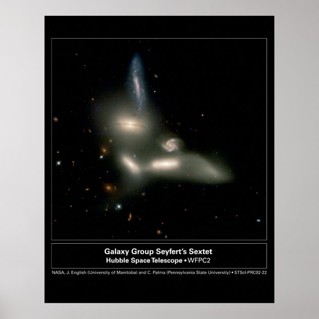 Poster Telescópio Sextet Hubble do Grupo Galáxia (Frente)