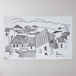 Poster Telhados de Sant'Antonino Córsega, França
