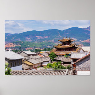 Poster Telhados em telhas tradicionais chinesas, Dali, Yu