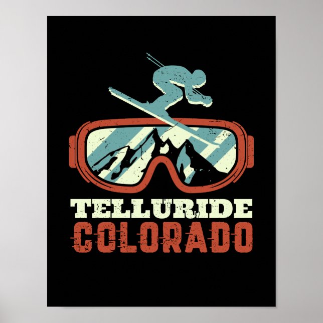 Poster Telluride Colorado Retro Skiboard Snowboard (Frente)