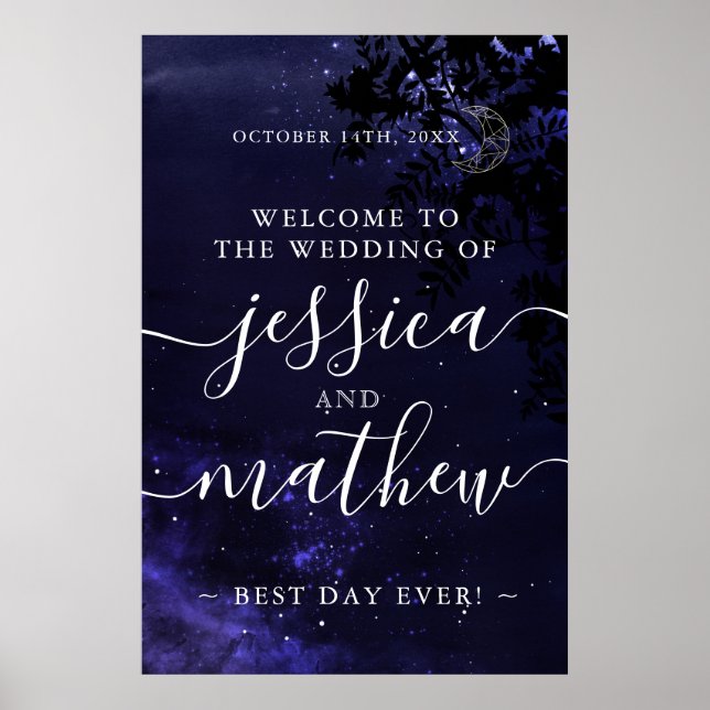 Poster Tema Celestial de Casamento Bem-vindo ao Nosso Cas (Frente)