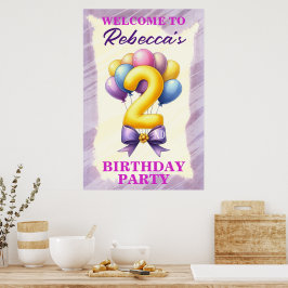 Poster Tema de Balão de Aniversário de 2 anos
