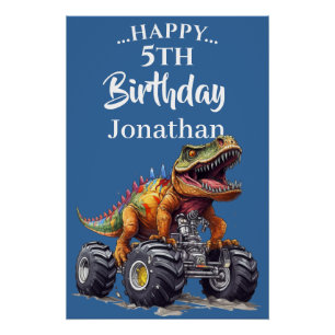 Póster Tema de Caminhão Monstro do Dinossauro T-Rex