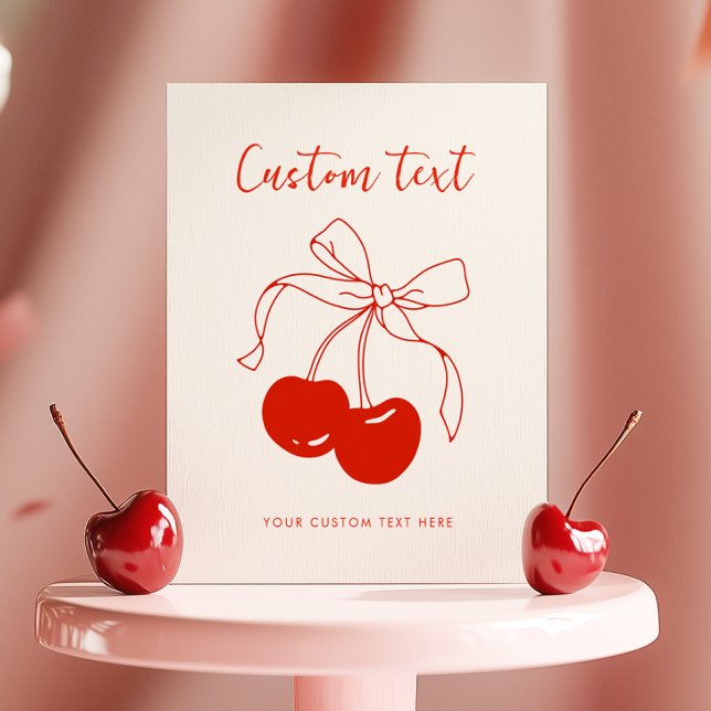 Poster Tema de Cherry - Sinal de Mesa de Texto Personaliz (Criador carregado)