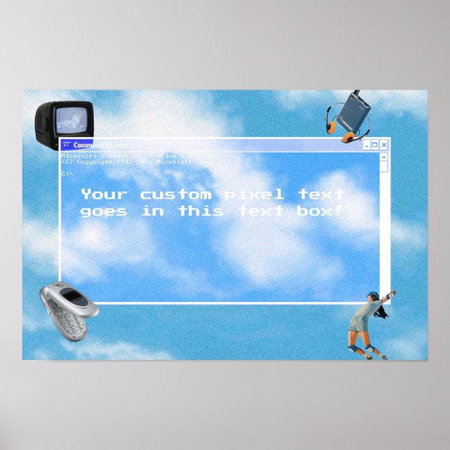 Poster Tema de Computador Windows95 com Texto Personaliza (Frente)