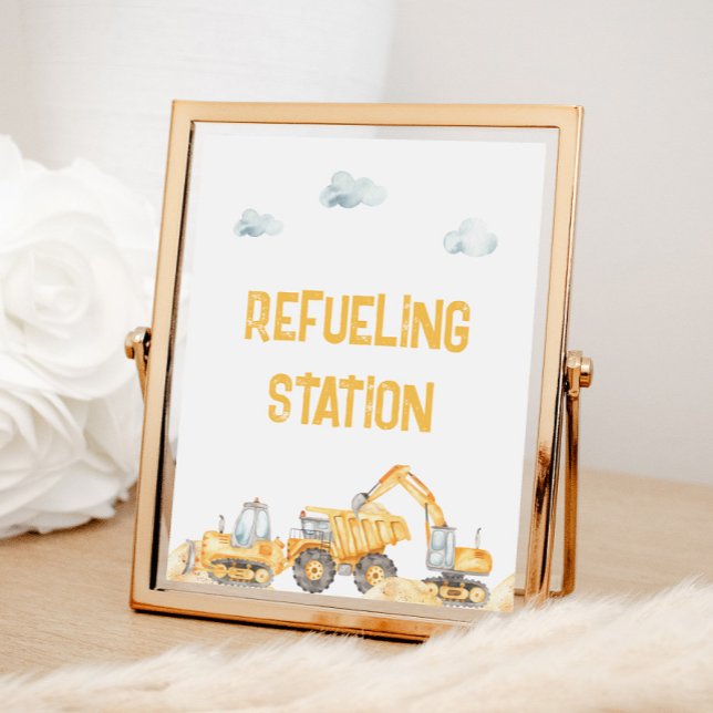 Poster Tema de Construção - Sinal de Comida de Aniversári (Criador carregado)