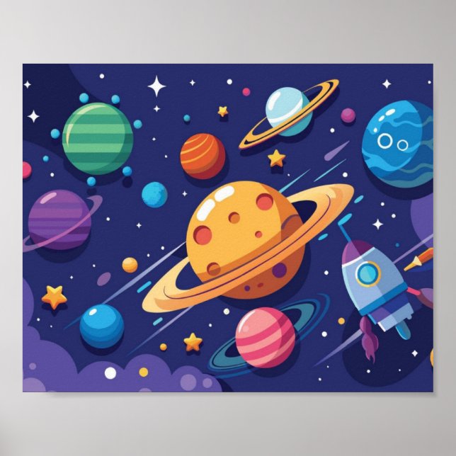 Poster Tema de espaço e planeta (Frente)