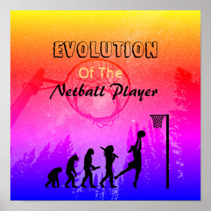 Poster Tema de Evolução do Jogador Engraçado Netball