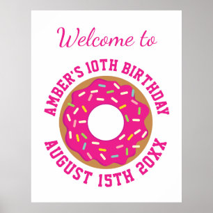 Poster Tema de festa de aniversário com donut, pôster de 