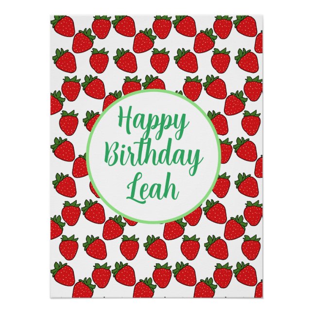 Póster Tema de Festa de aniversário de Morango (Frente)