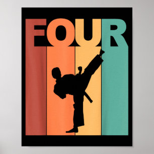 Poster Tema de Karatê Taekwondo de 4º Aniversário 4 Anos 