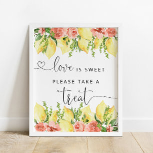Poster Tema De Limão Floral O Amor É Doce