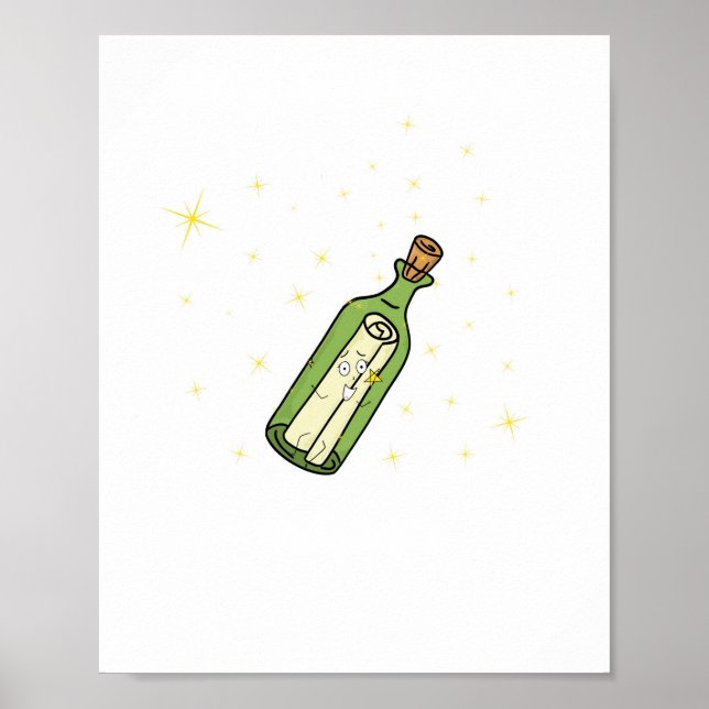 Poster Tema de mensagem em uma garrafa (Frente)