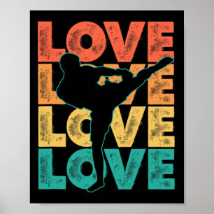 Poster Tema de palavra de amor retro Muay Thai Design grá