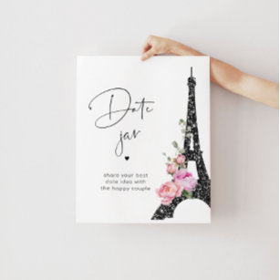 Poster Tema de Paris cor-de-rosa-preto Torre Eiffel Dama