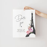 Poster Tema de Paris cor-de-rosa-preto Torre Eiffel Dama<br><div class="desc">Ideias tropicais da noite de encontros. Itens de correspondência de Poster de jarro de data de faixa rosa disponíveis.</div>