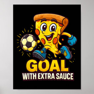 Poster Tema de Pizza para Garotos Gol de Futebol Engraçad