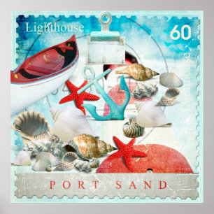 Póster Tema de Praia de Peixe-Arco Náutico Ancora