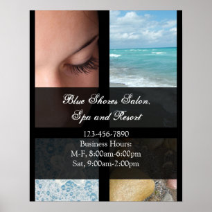 Póster Tema de Resort de Spa de Luxo Azul e Preto