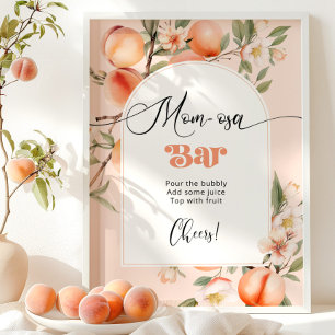 Poster Tema do chá de fraldas de pêssego bar da Mãe