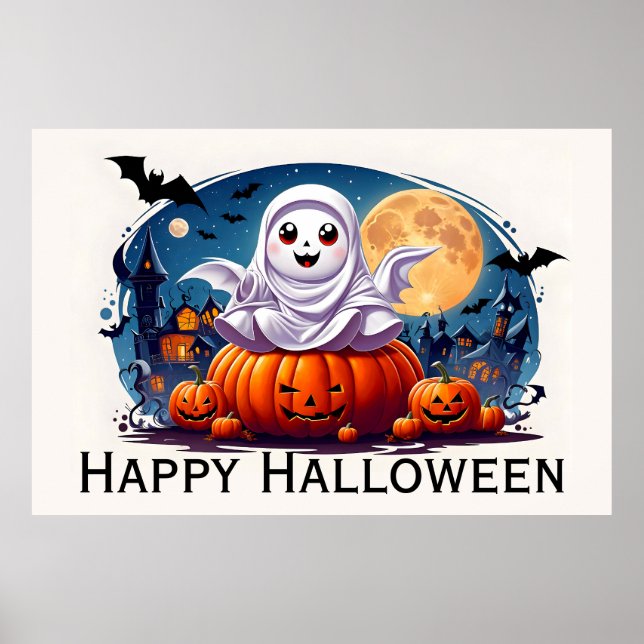 Poster Tema do Dia das Bruxas Feliz Halloween (Frente)