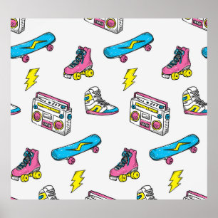Poster Tema do skate de rádio dos tênis de vintagem