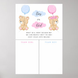 Poster Tema do Urso de Teddy Sinal de Voto Revelar Sinal