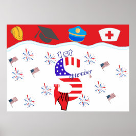 Poster Tema dos EUA Produtos para o Dia do Trabalho