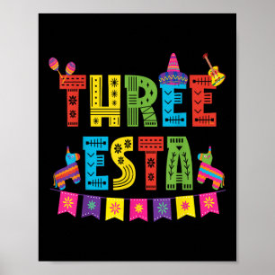 Poster Tema Mexicano aniversário de 3 anos 3 Anos Criança