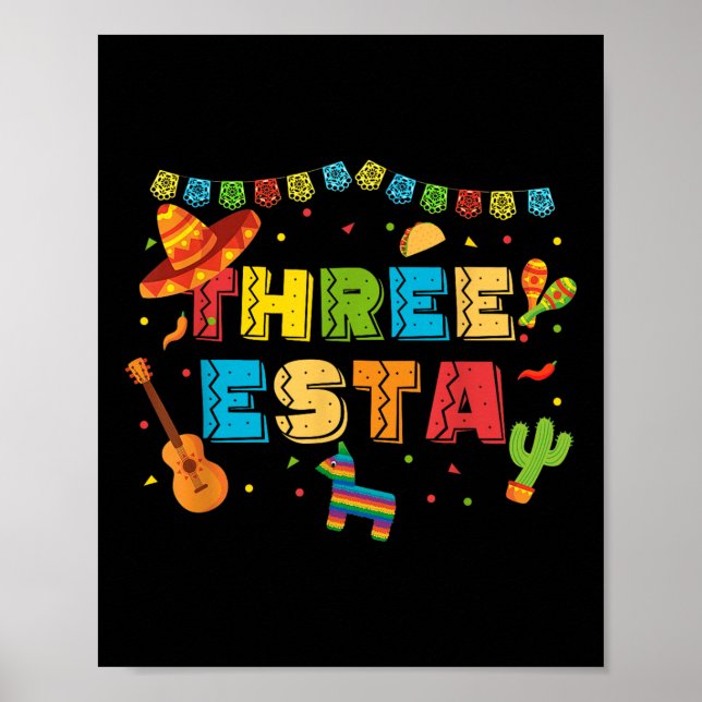 Poster Tema Mexicano aniversário de 3 anos 3 Anos Criança (Frente)