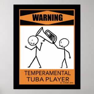 Poster Temperamental de advertência do jogador da