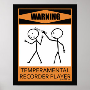 Poster Temperamental de advertência do jogador de