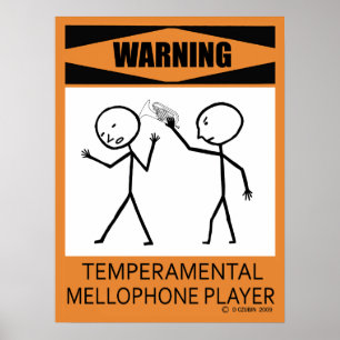 Poster Temperamental de advertência do jogador de