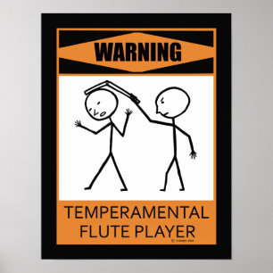 Poster Temperamental de advertência do jogador de