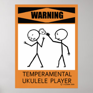 Poster Temperamental de advertência do jogador do