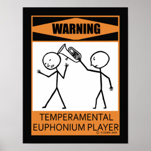 Poster Temperamental de advertência do jogador do