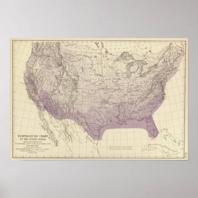 Póster Temperatura dos EUA (Frente)
