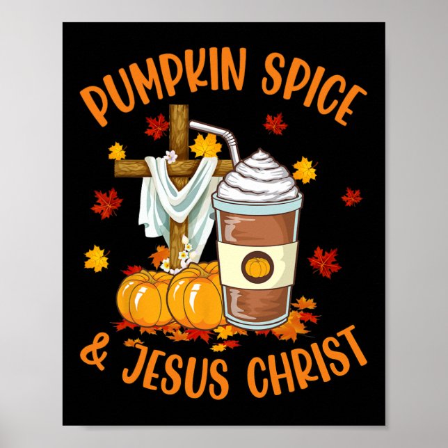Poster Tempero de Abóbora E Jesus Cristo Amantes de Café  (Frente)