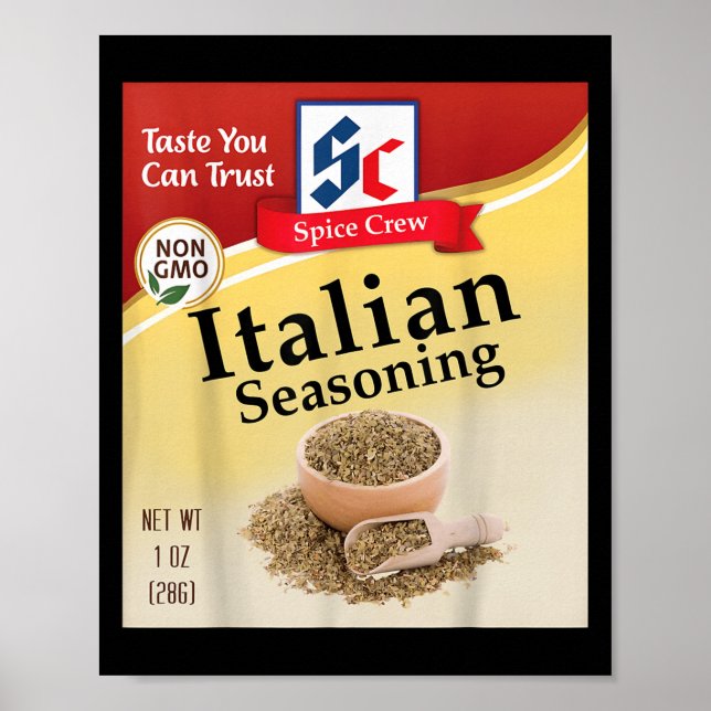Poster Tempero de Ervas Italiano Fantasia de Condimento E (Frente)