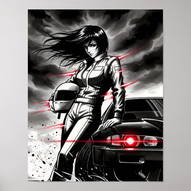 Poster Tempestade Anime Racing - Female Street Racer em S (Frente)