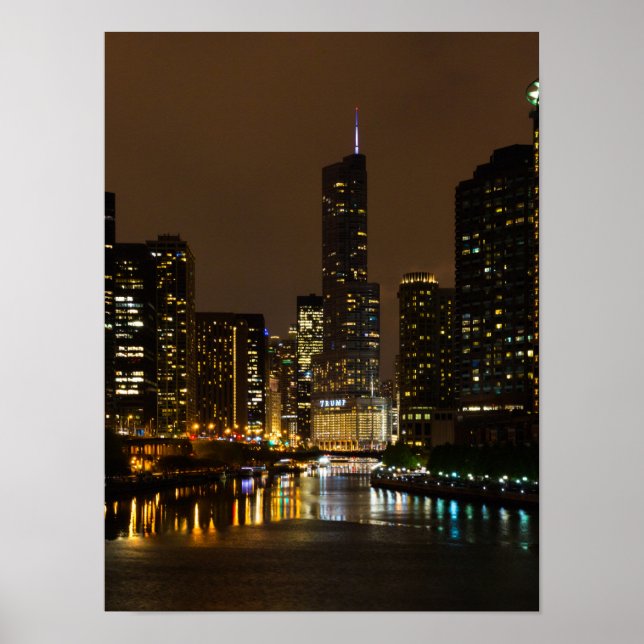 Poster Tempestade da Noite do Chicago River (Frente)
