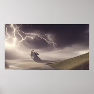 Poster Tempestade de Abstrato moderna surreal no deserto