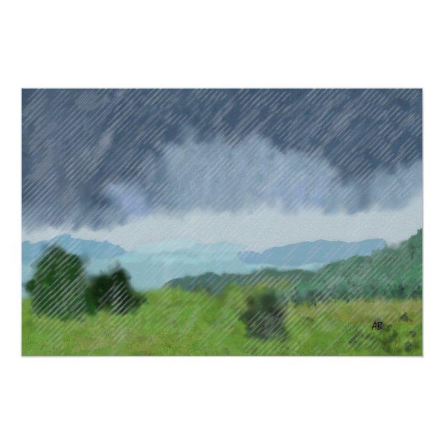 Póster Tempestade de chuva sobre a terra, (Frente)