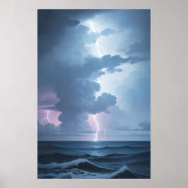 Poster Tempestade de relâmpago com o Oceano