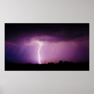 Poster Tempestade de Relâmpago em Céu Roxo