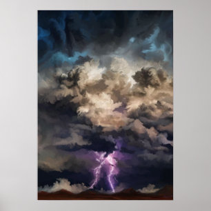 Poster Tempestade de relâmpago nublada