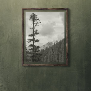 Póster Tempestade Montanha Negra e Branca Foto brilhante