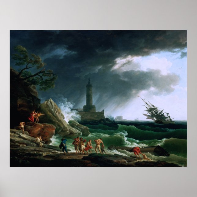 Poster Tempestade na costa mediterrânica de Claude Joseph (Frente)